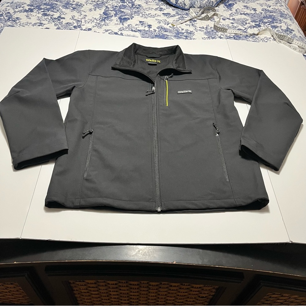 Walls Mens Size Medium Black Jacket Work Coat Ripstop Long Sleeve Three Pockets